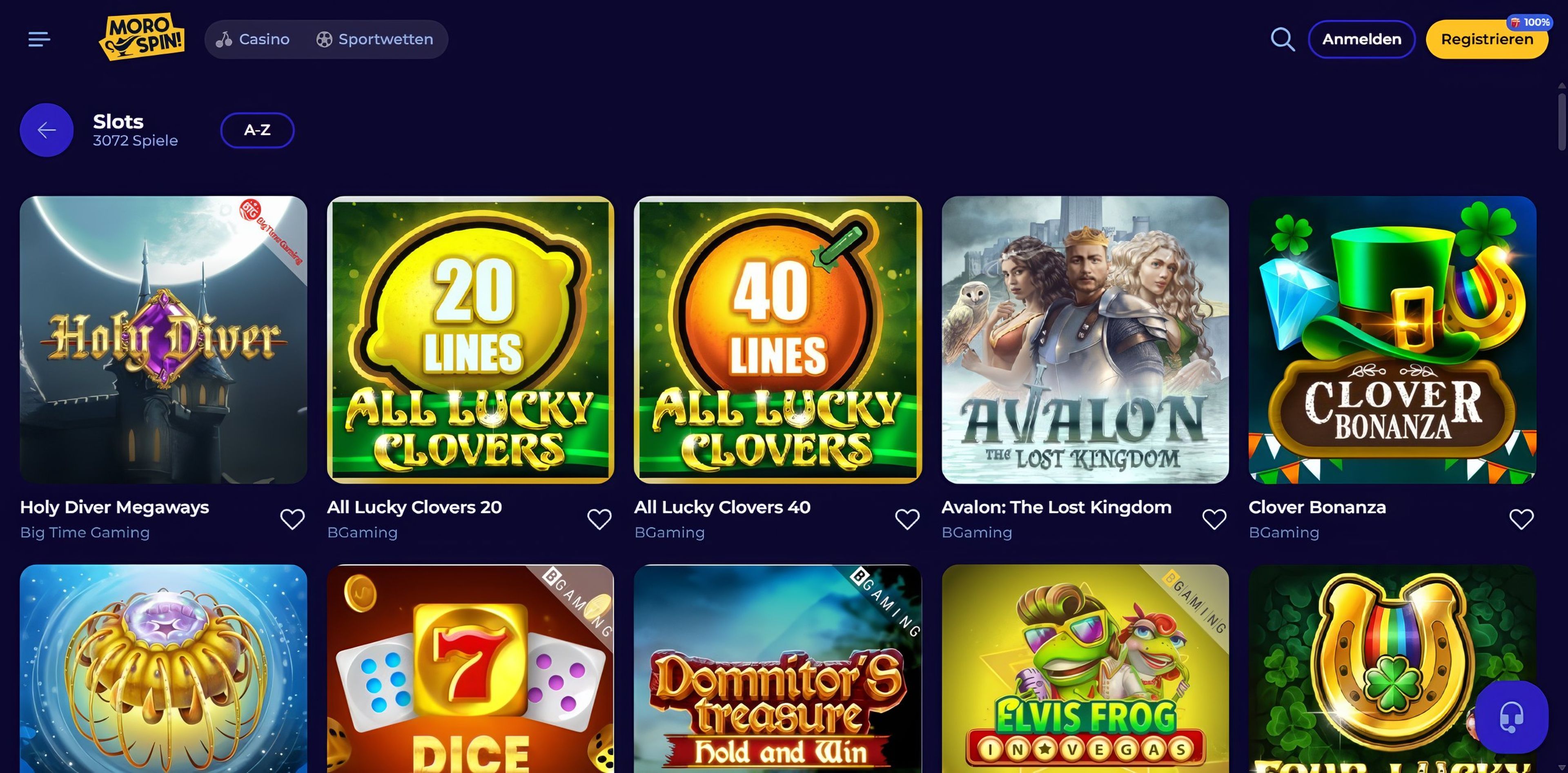 Morospin Casino desktop screenshot 2